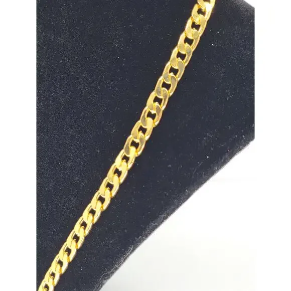 Gold Plated Men's Cuban Style Chain Necklace Sideways Men 22 Inches
